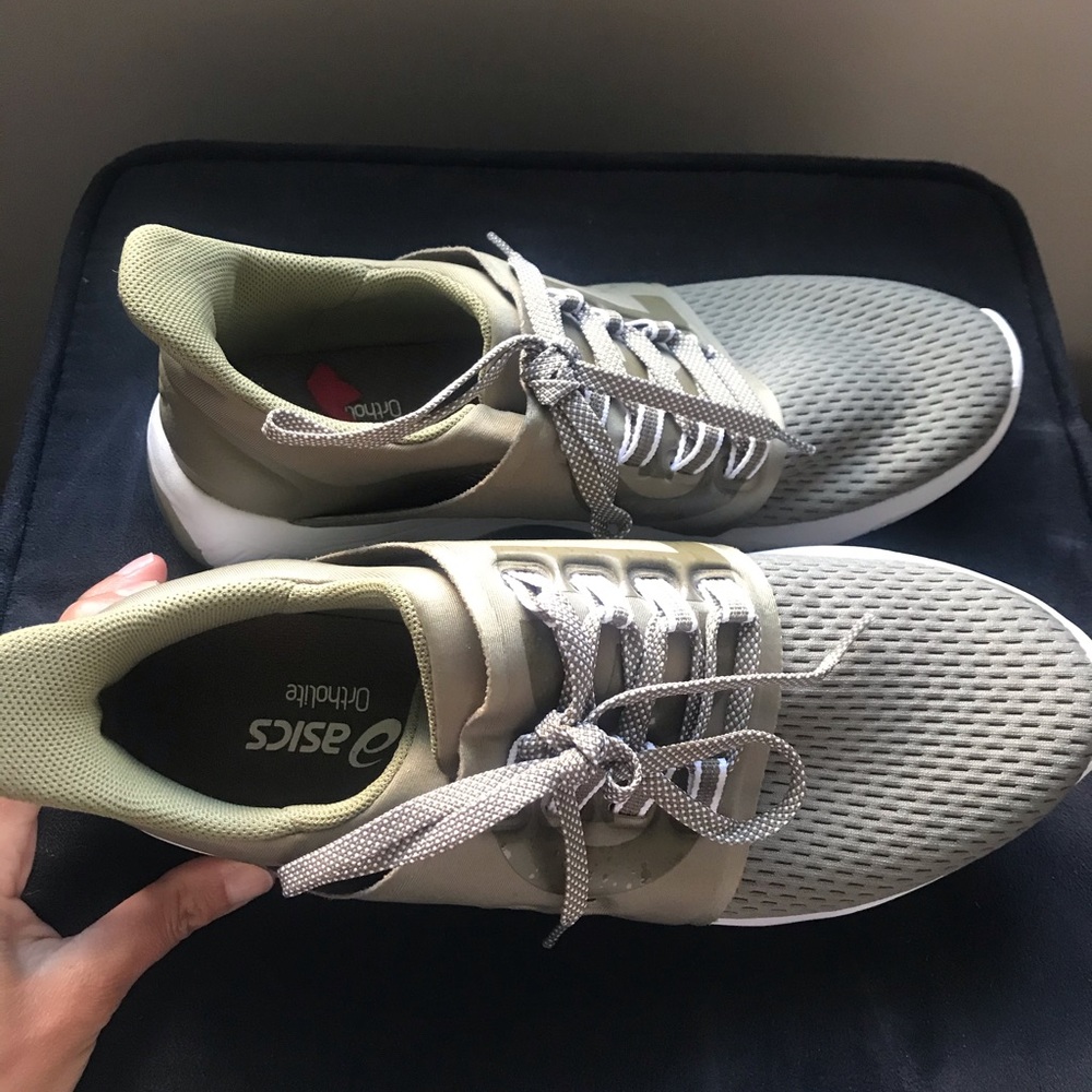 Olive green ASICS sneakers